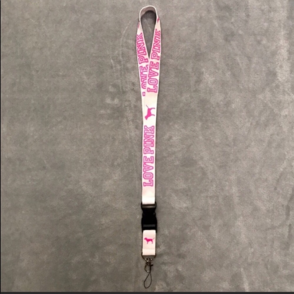 🔥SALE🔥VS PINK Lanyard- White with Pink Graphics
